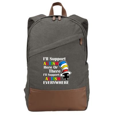 Support Autism Here Or There And Everywhere Cotton Canvas Backpack
