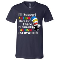 Support Autism Here Or There And Everywhere V-Neck T-Shirt