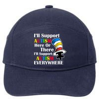 Support Autism Here Or There And Everywhere 7-Panel Snapback Hat