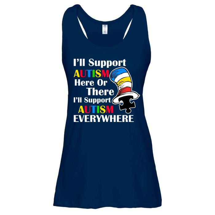 Support Autism Here Or There And Everywhere Ladies Essential Flowy Tank