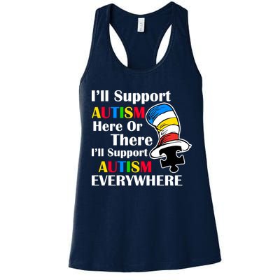 Support Autism Here Or There And Everywhere Womens Tank Top