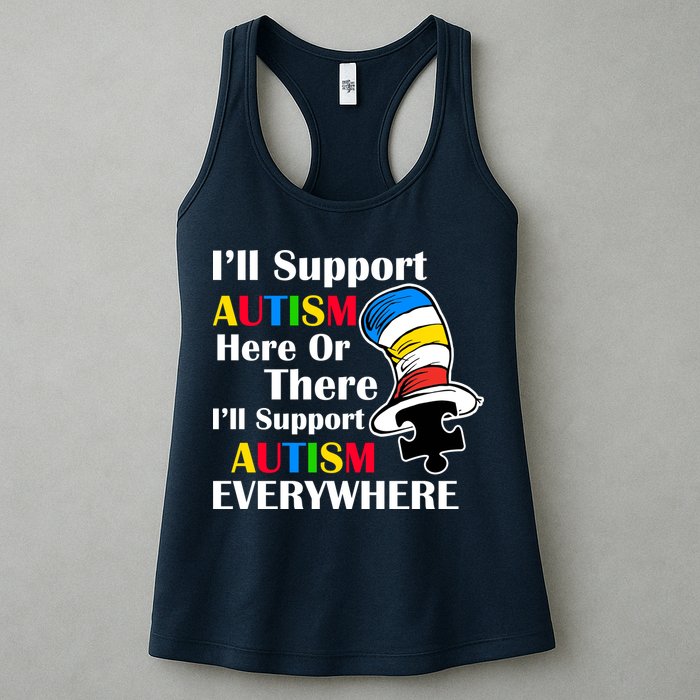 Support Autism Here Or There And Everywhere Womens Tank Top