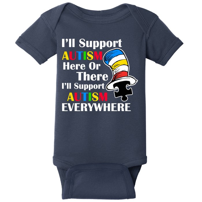 Support Autism Here Or There And Everywhere Baby Bodysuit