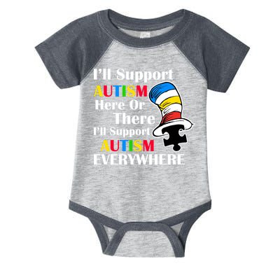 Support Autism Here Or There And Everywhere Infant Baby Jersey Bodysuit
