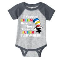 Support Autism Here Or There And Everywhere Infant Baby Jersey Bodysuit