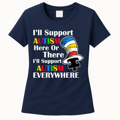 Support Autism Here Or There And Everywhere Womens T-Shirt