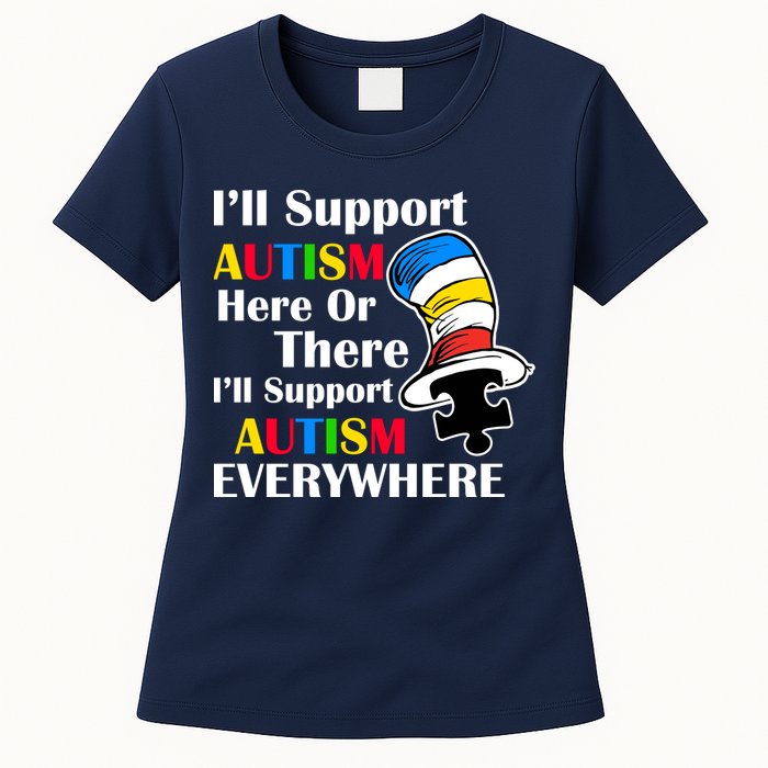 Support Autism Here Or There And Everywhere Womens T-Shirt