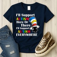 Support Autism Here Or There And Everywhere Womens T-Shirt