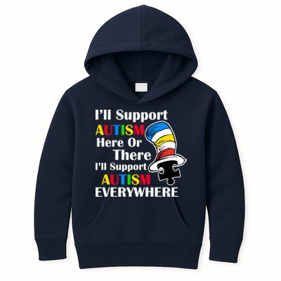 Support Autism Here Or There And Everywhere Kids Hoodie