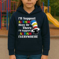Support Autism Here Or There And Everywhere Kids Hoodie