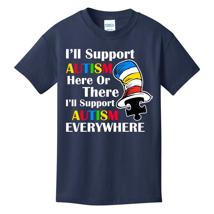Support Autism Here Or There And Everywhere Kids T-Shirt