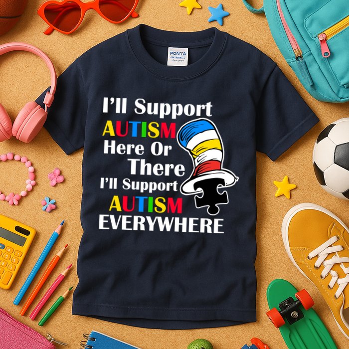 Support Autism Here Or There And Everywhere Kids T-Shirt