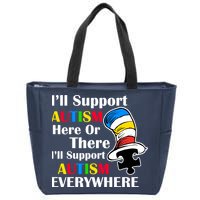 Support Autism Here Or There And Everywhere Zip Tote Bag