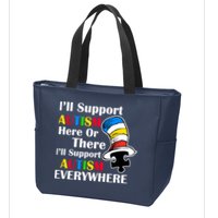 Support Autism Here Or There And Everywhere Zip Tote Bag
