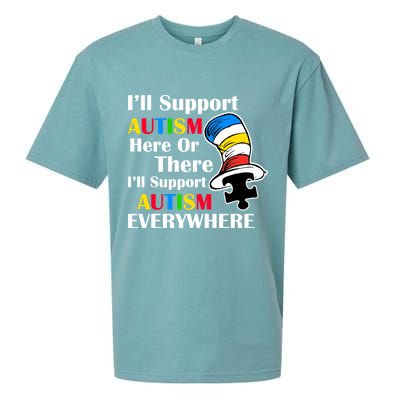 Support Autism Here Or There And Everywhere Sueded Cloud Jersey T-Shirt