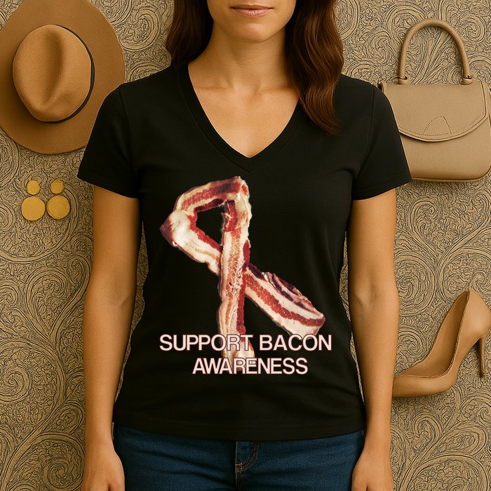 Support Bacon Awareness Women's V-Neck T-Shirt