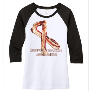 Support Bacon Awareness Women's Tri-Blend 3/4-Sleeve Raglan Shirt