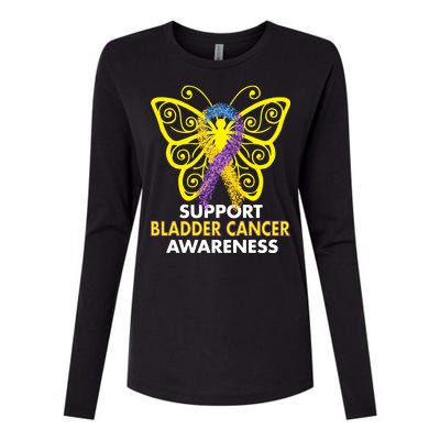 Support Bladder Cancer Awareness Butterfly Womens Cotton Relaxed Long Sleeve T-Shirt