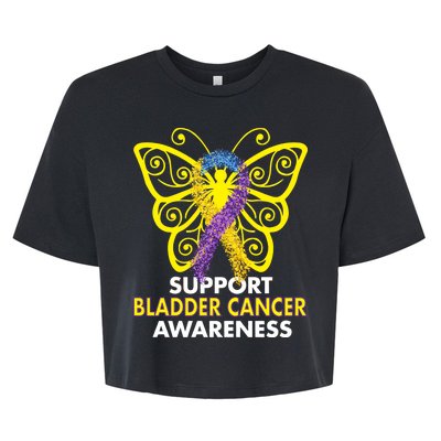 Support Bladder Cancer Awareness Butterfly Bella+Canvas Jersey Crop Tee