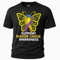 Support Bladder Cancer Awareness Butterfly Cooling Performance Crew T-Shirt