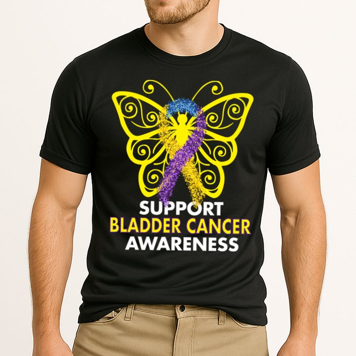 Support Bladder Cancer Awareness Butterfly Cooling Performance Crew T-Shirt