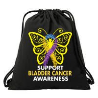 Support Bladder Cancer Awareness Butterfly Drawstring Bag