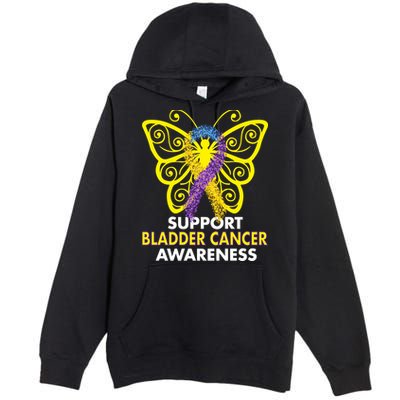 Support Bladder Cancer Awareness Butterfly Premium Pullover Hoodie