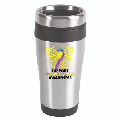 Support Bladder Cancer Awareness Butterfly 16oz Travel Tumbler