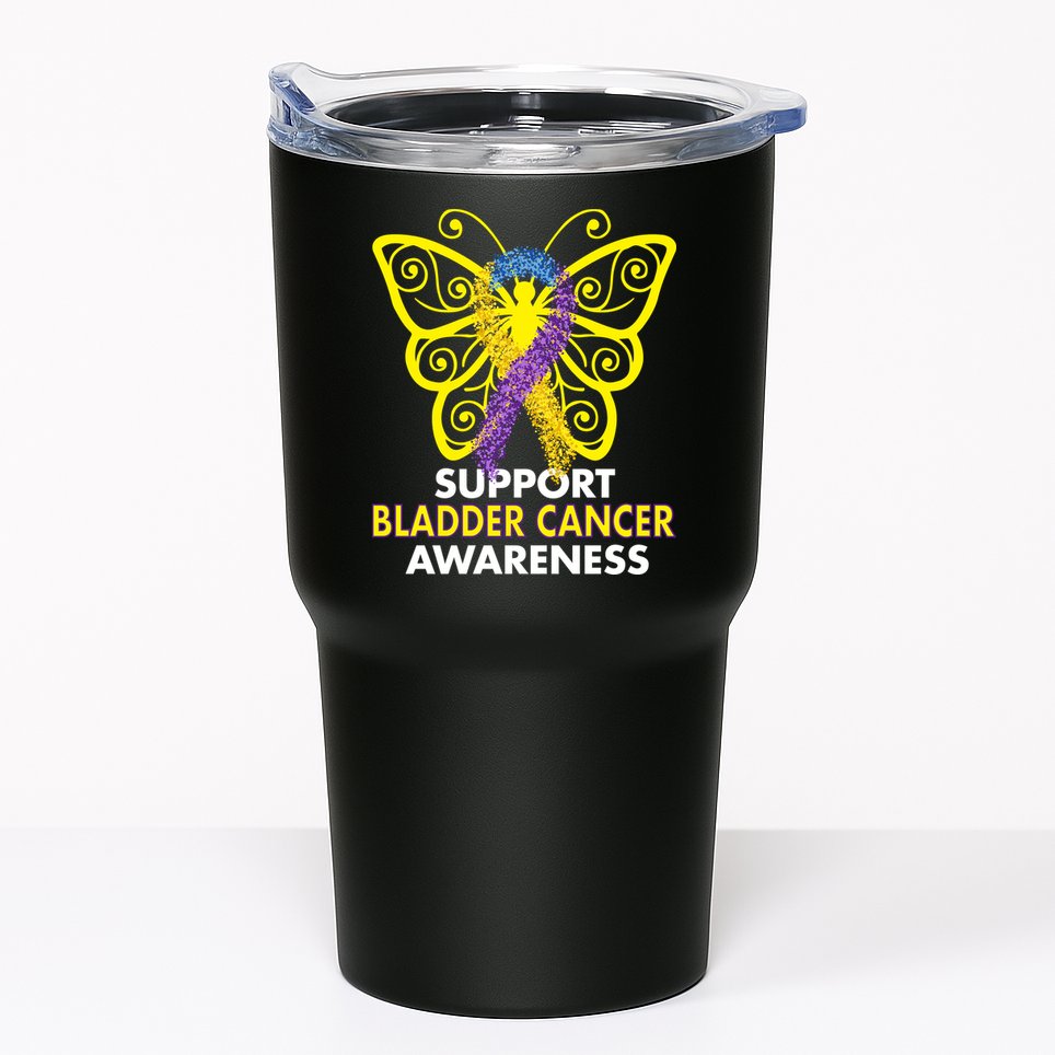 Support Bladder Cancer Awareness Butterfly Tumbler