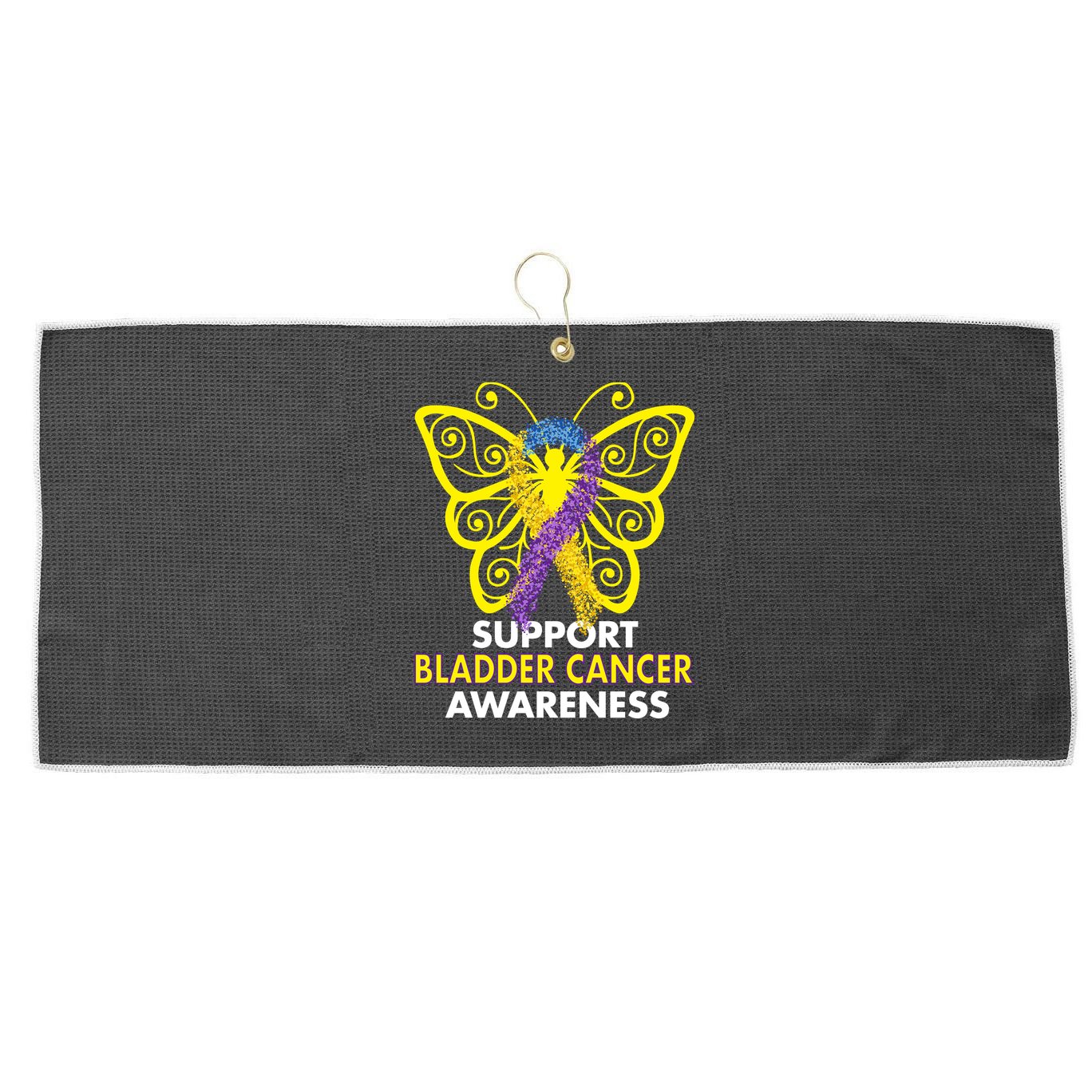 Support Bladder Cancer Awareness Butterfly Large Microfiber Waffle Golf Towel
