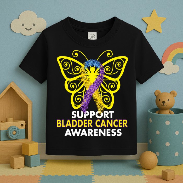 Support Bladder Cancer Awareness Butterfly Toddler T-Shirt