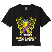 Support Bladder Cancer Awareness Butterfly Women's Crop Top Tee