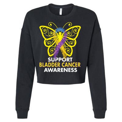 Support Bladder Cancer Awareness Butterfly Cropped Pullover Crew