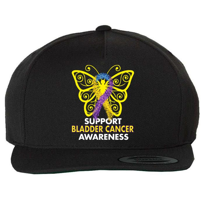 Support Bladder Cancer Awareness Butterfly Wool Snapback Cap