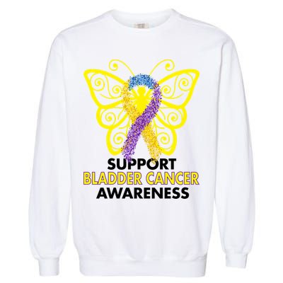 Support Bladder Cancer Awareness Butterfly Garment-Dyed Sweatshirt