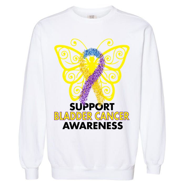 Support Bladder Cancer Awareness Butterfly Garment-Dyed Sweatshirt