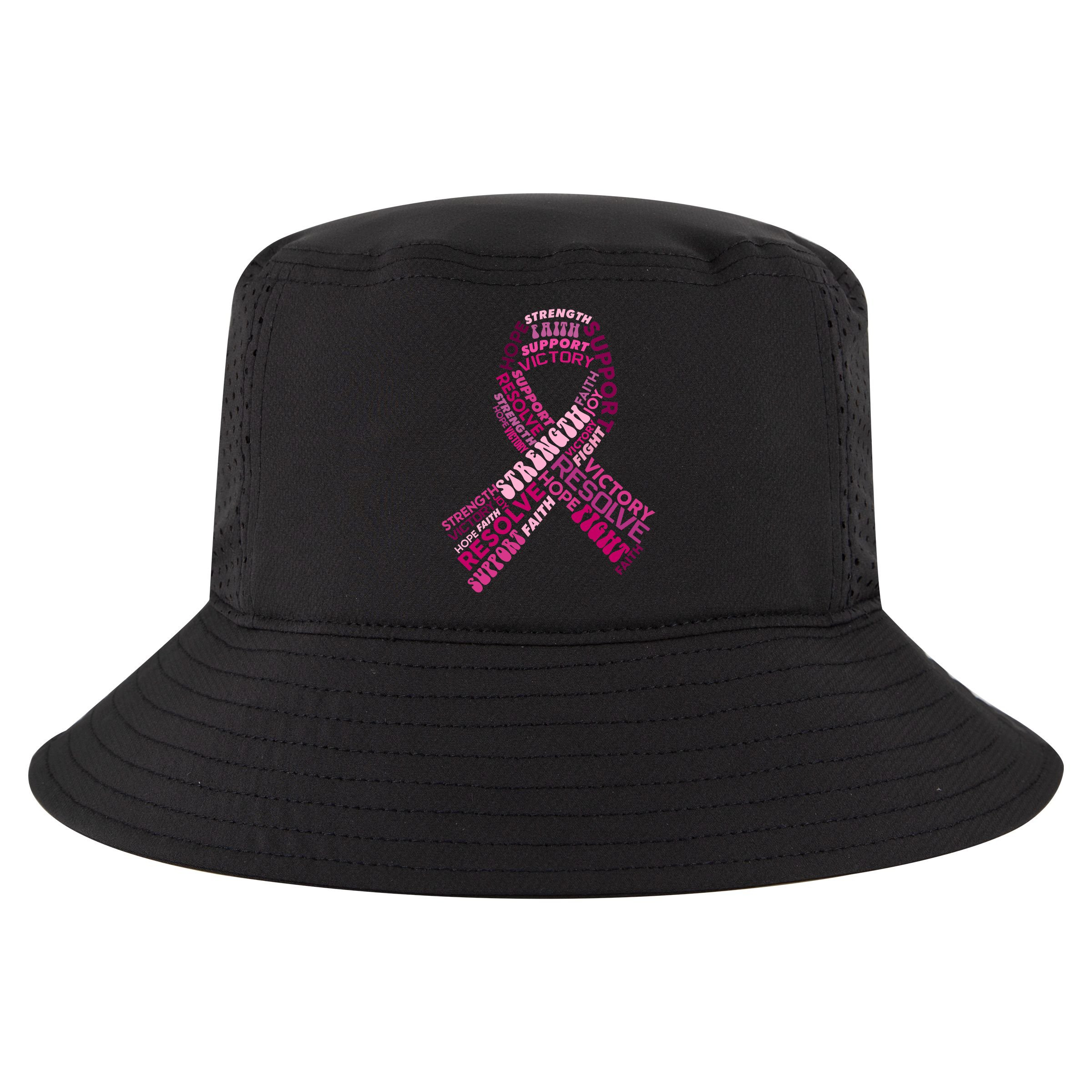 Support Breast Cancer Ribbon Strong Cool Comfort Performance Bucket Hat