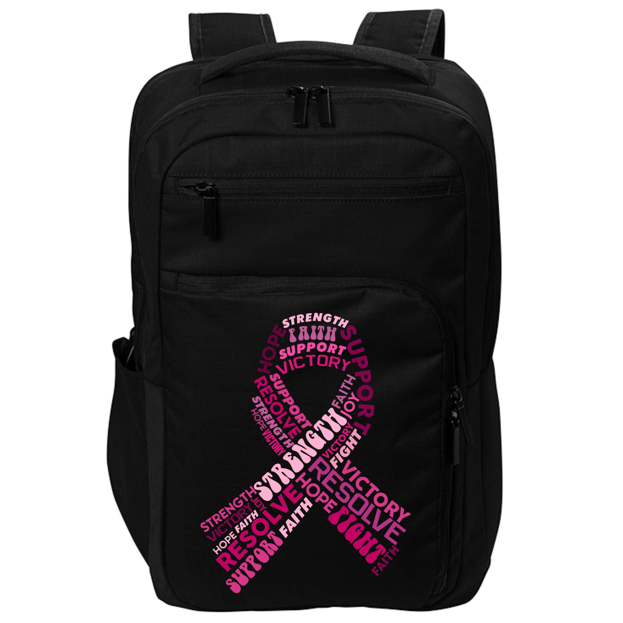Support Breast Cancer Ribbon Strong Impact Tech Backpack