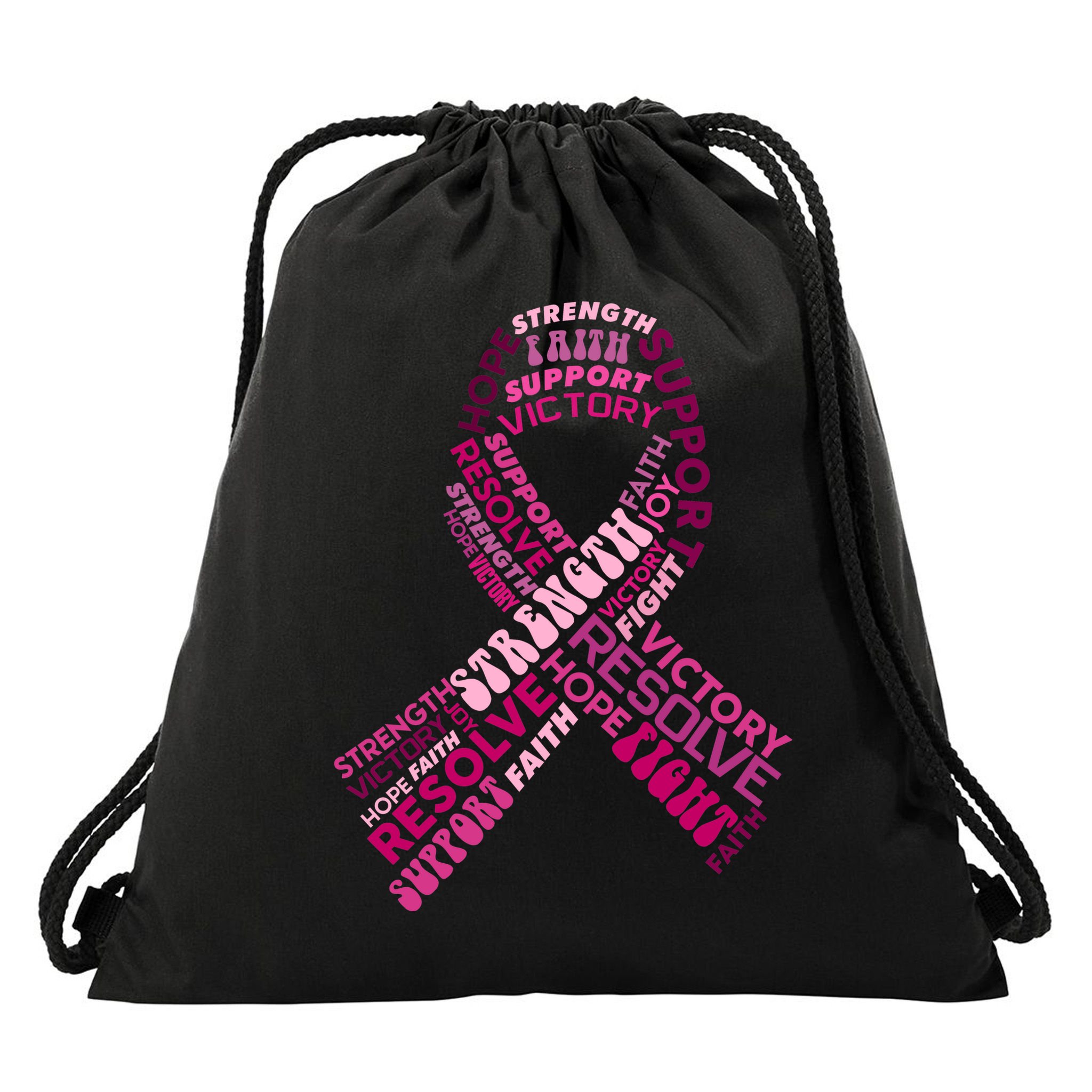 Support Breast Cancer Ribbon Strong Drawstring Bag