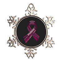 Support Breast Cancer Ribbon Strong Metallic Star Ornament