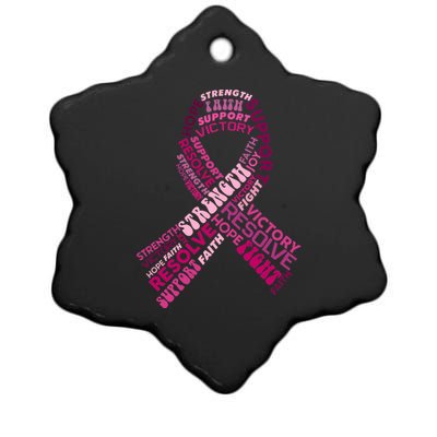 Support Breast Cancer Ribbon Strong Ceramic Star Ornament