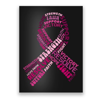 Support Breast Cancer Ribbon Strong Poster