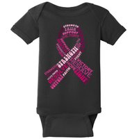 Support Breast Cancer Ribbon Strong Baby Bodysuit