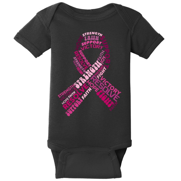Support Breast Cancer Ribbon Strong Baby Bodysuit