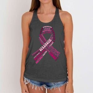 Support Breast Cancer Ribbon Strong Women's Knotted Racerback Tank