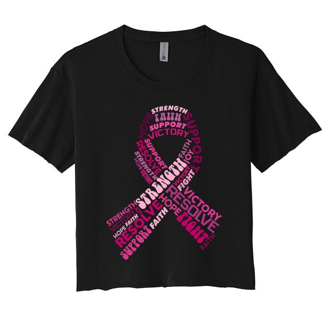 Support Breast Cancer Ribbon Strong Crop Top
