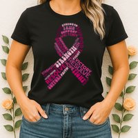 Support Breast Cancer Ribbon Strong Womens T-Shirt