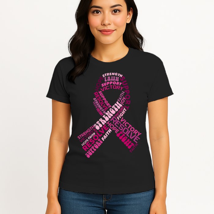 Support Breast Cancer Ribbon Strong Womens T-Shirt
