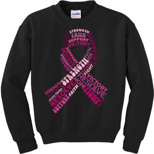 Support Breast Cancer Ribbon Strong Kids Sweatshirt