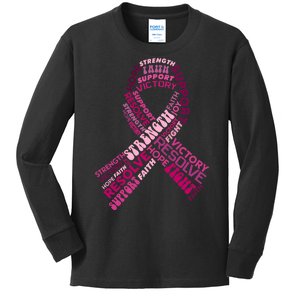 Support Breast Cancer Ribbon Strong Kids Long Sleeve Shirt